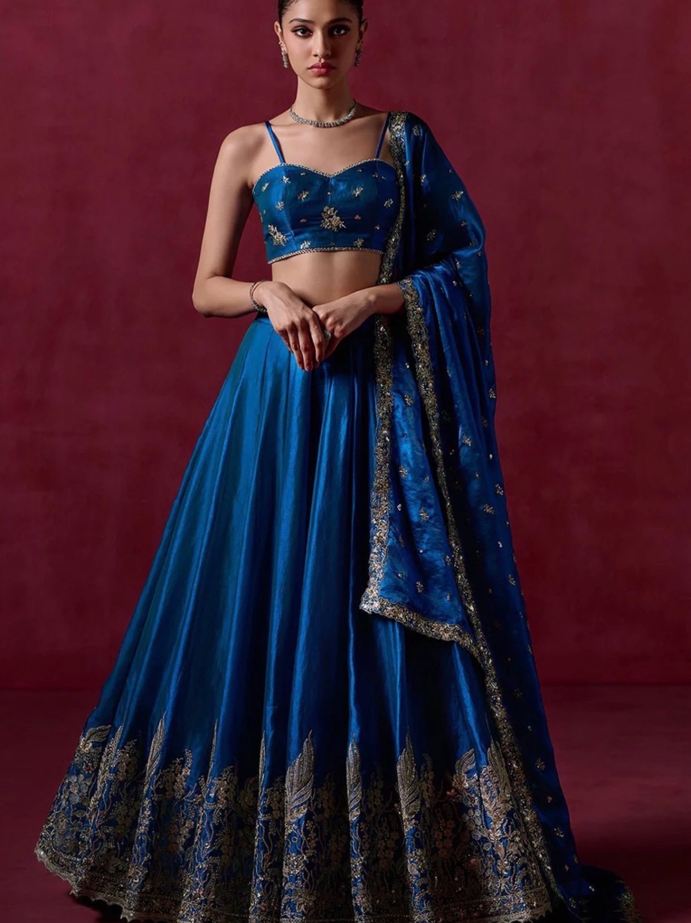 NWT Peacock blue embroidered Lehenga Set
